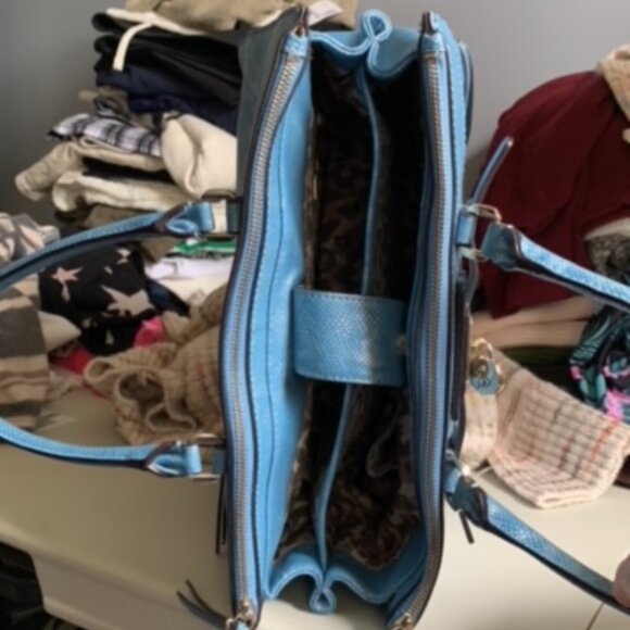 10. RARE VINTAGE Guess Grayson Blue Snakeskin Satchel - Picture 2 of 13